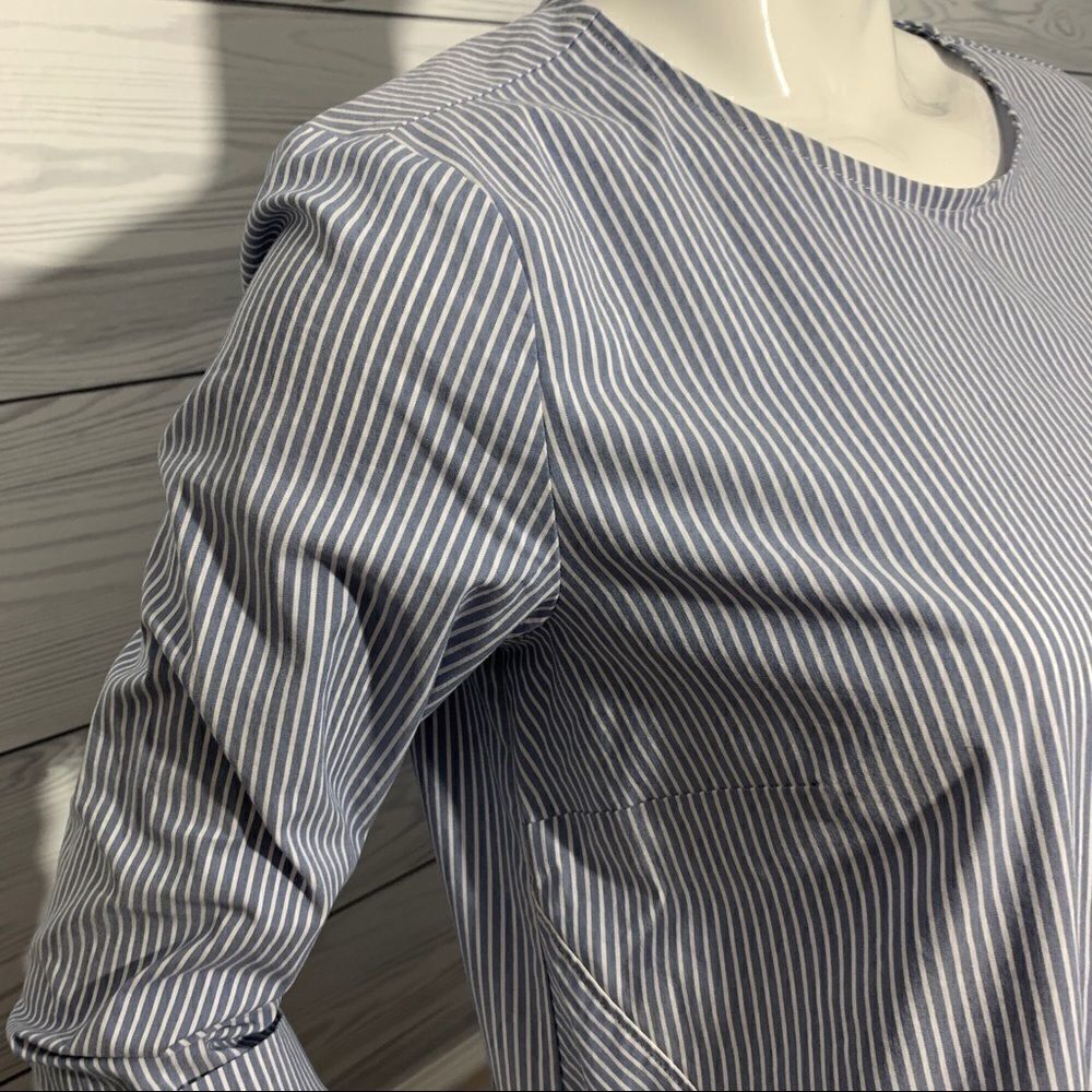 J. Jill Blue & White Striped Tie Front Shirt - S - Picture 8 of 13
